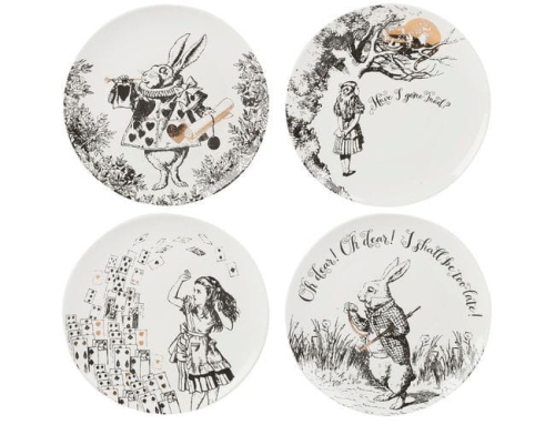 Alicja w Krainie Czarów Talerze Płaskie Porcelanowe 4 szt.