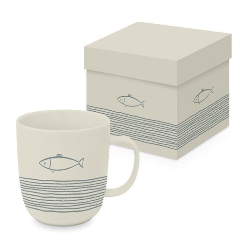 Ryba & Fale Kubek Porcelanowy w Ozdobnym Pudełku, 400 ml