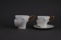 Kubek i filiżanka główka ze złotym uchem Ende Ceramics