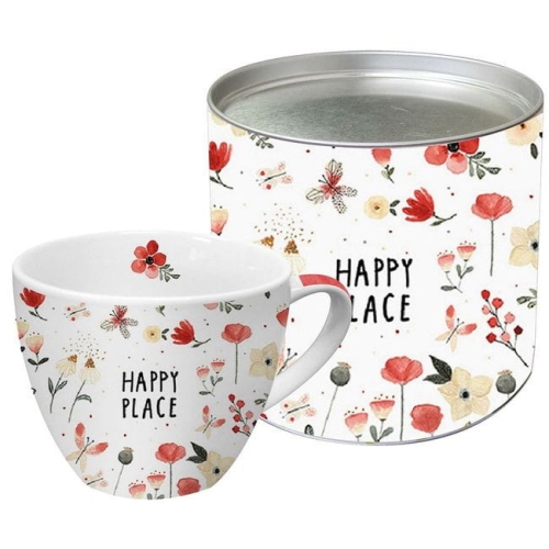 „Szczęśliwe Miejsce” Kubek Porcelanowy w Ozdobnej Puszczce 450 ml