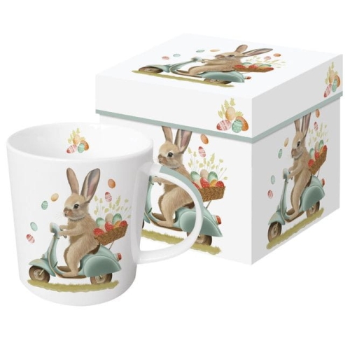 Zajączek Wielkanocny na Skuterze Kubek Porcelanowy w Ozdobnym Pudełku 400 ml