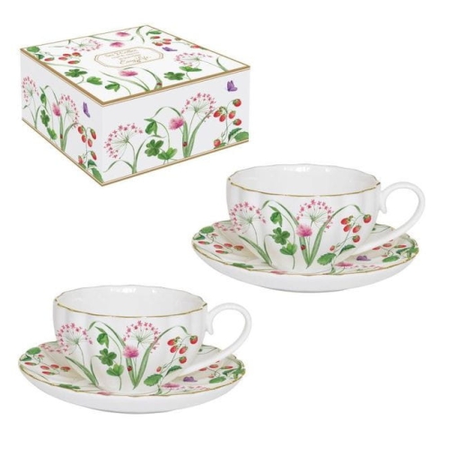 Polne Kwiaty – Zestaw Filiżanek ze Spodkiem Porcelanowych w Ozdobnym Pudełku 100 ml