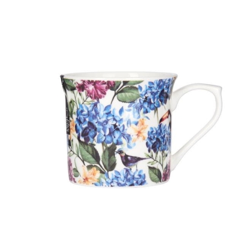 Porcelanowy kubek ryflowany Kwiaty, 300 ml