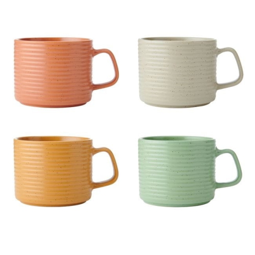 Kamionkowe kubki do układania KitchenCraft Idilica, zestaw 4 sztuk, 400 ml
